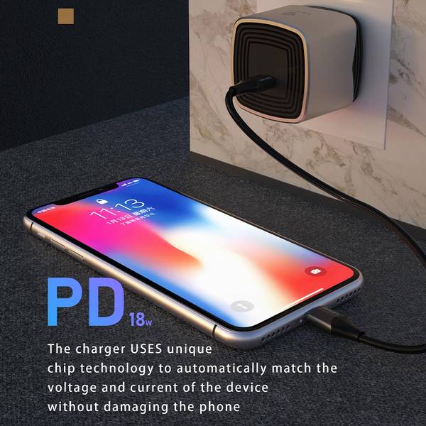 [LCH082UBLK] QC3.0 Square stripe Fast Charger
